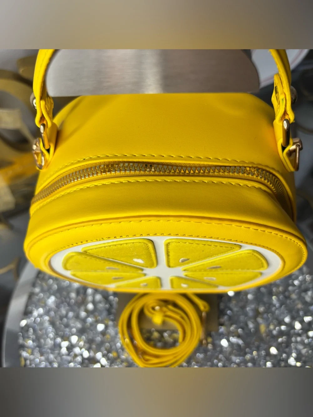 Yellow Citrus Round Crossbody Bag - Picture 5 of 12